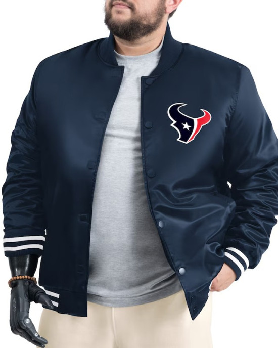 Houston Texans Adaptive Team Graphic Varsity Satin Jacket