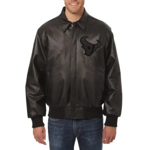 Houston Texans Black Real Leather Jacket