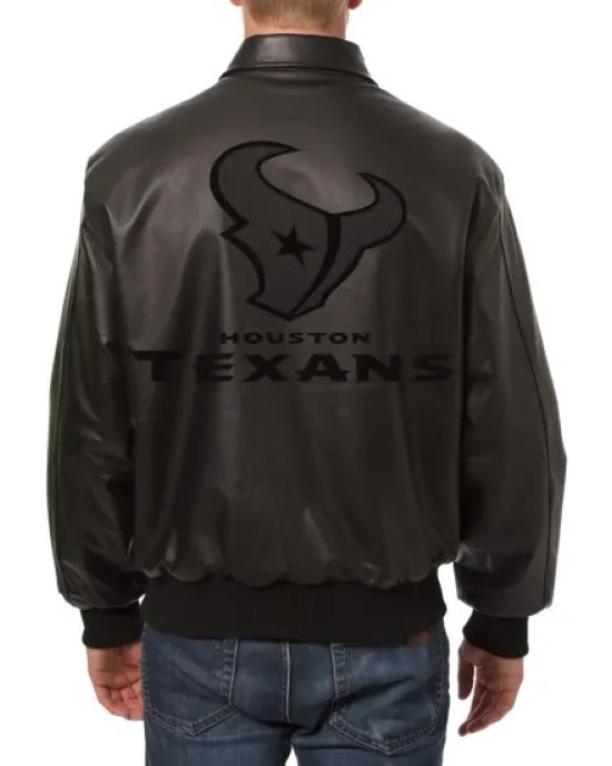 Houston Texans Black Real Leather Jacket