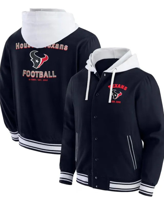 Houston Texans Navy Cotton Hooded Jacket Houston Texans Navy Cotton Hooded Jacket