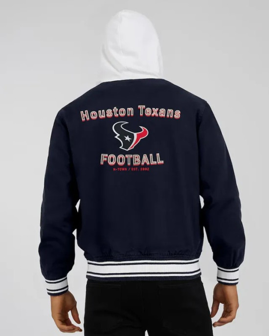 Houston Texans Navy Cotton Hooded Jacket Houston Texans Navy Cotton Hooded Jacket