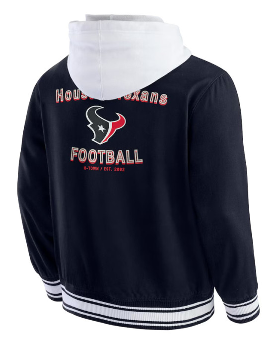 Houston Texans Navy Cotton Hooded Jacket Houston Texans Navy Cotton Hooded Jacket