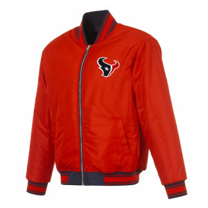 Houston Texans Navy/Red Full-Zip Reversible Flight Jacket