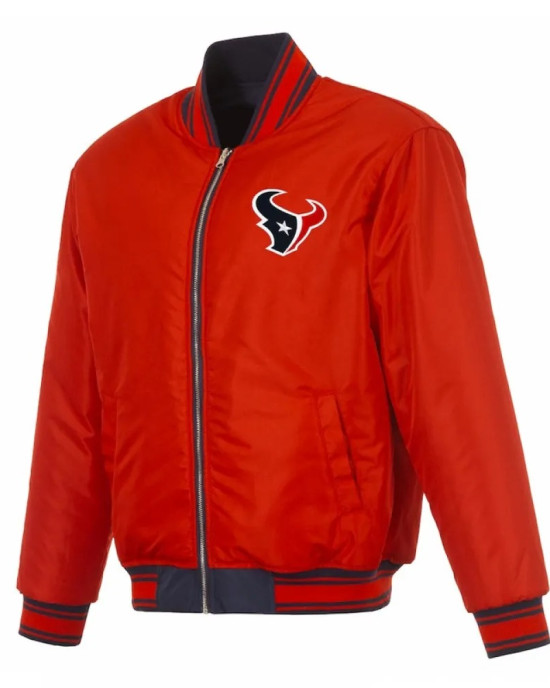 Houston Texans Navy/Red Full-Zip Reversible Flight Jacket
