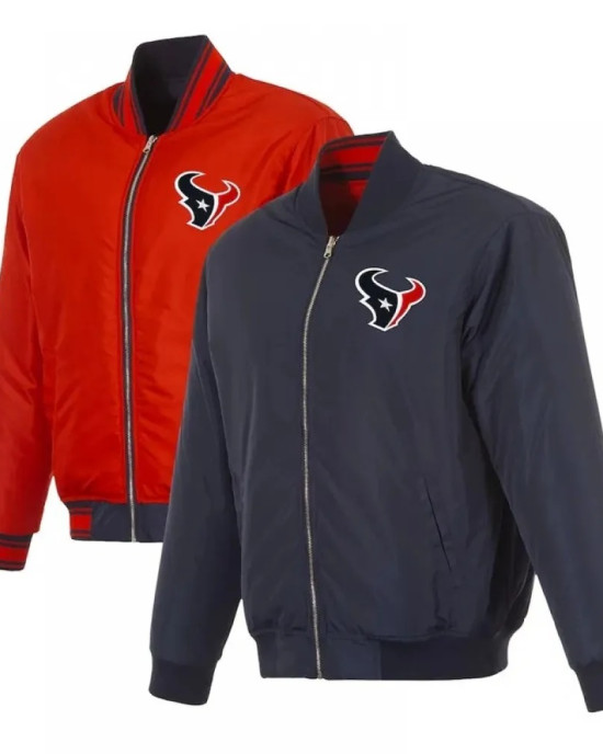 Houston Texans Navy/Red Full-Zip Reversible Flight Jacket