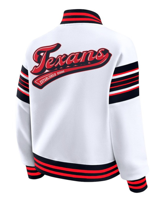 Houston Texans Snap Front White Fleece Jacket