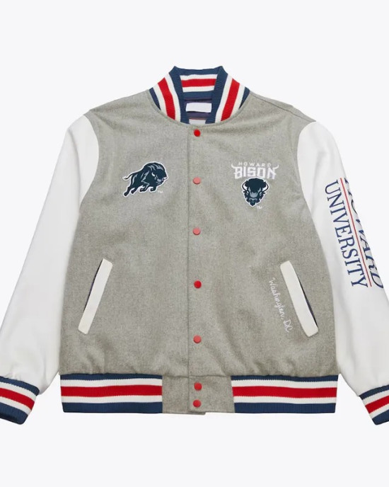 Howard Bison Homecoming Gray Varsity Jacket Howard Bison Homecoming Gray Varsity Jacket