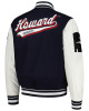 Howard Bison Script Navy and White Varsity Jacket Howard Bison Script Navy and White Varsity Jacket