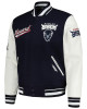 Howard Bison Script Navy and White Varsity Jacket Howard Bison Script Navy and White Varsity Jacket