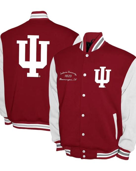 Indiana Hoosiers Fleece Crimson and White Varsity Jacket