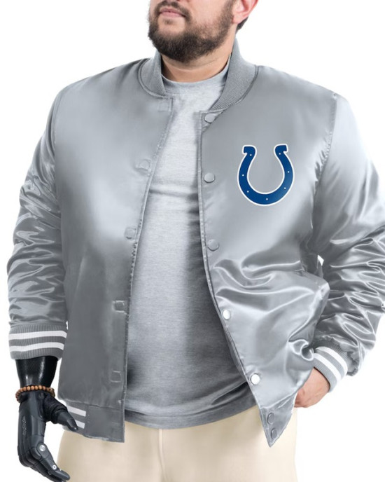 Indianapolis Colts Adaptive Team Graphic Varsity Satin Jacket