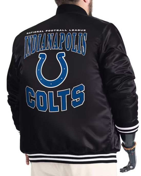 Indianapolis Colts Adaptive Team Graphic Varsity Satin Jacket