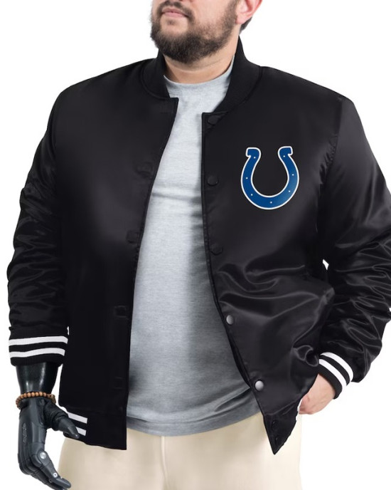 Indianapolis Colts Adaptive Team Graphic Varsity Satin Jacket