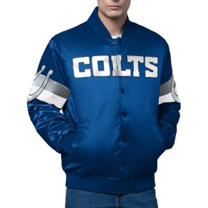Indianapolis Colts Triple Option Varsity Satin Jacket