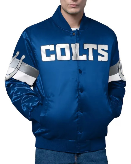Indianapolis Colts Triple Option Varsity Satin Jacket
