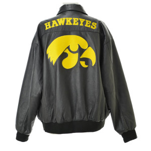 Iowa Hawkeyes Black Bomber Leather Jacket