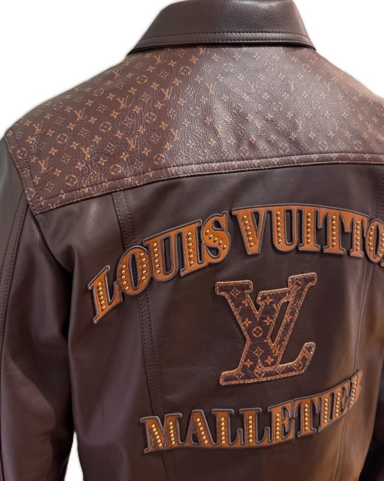J-Hope X LV Brown Leather Jacket