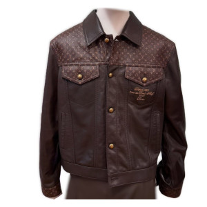J-Hope X LV Brown Leather Jacket
