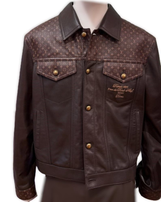 J-Hope X LV Brown Leather Jacket