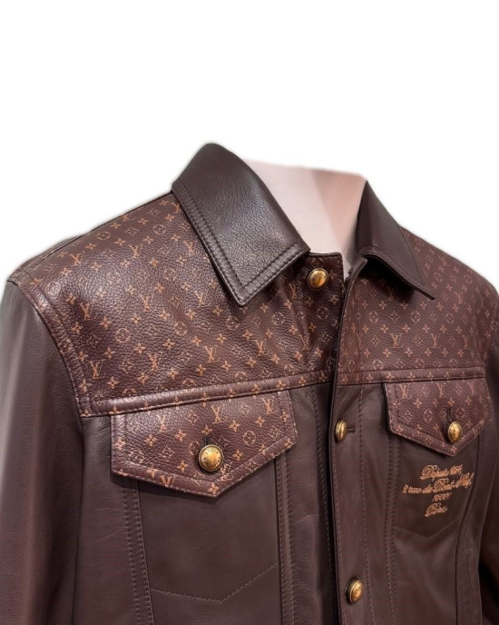 J-Hope X LV Brown Leather Jacket