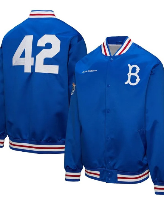 Jackie Robinson Royal Brooklyn Dodgers Legends Vintage Satin Jacket