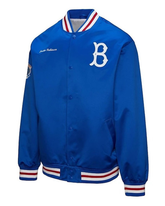 Jackie Robinson Royal Brooklyn Dodgers Legends Vintage Satin Jacket