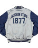Jackson State Gray and Navy Baseball Jacket Jackson State Gray and Navy Baseball Jacket