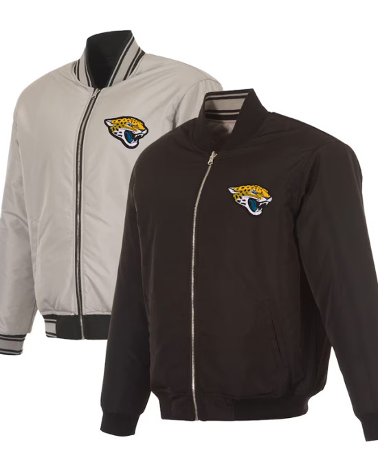 Jacksonville Jaguars Black/Gray Full-Zip Reversible Flight Jacket