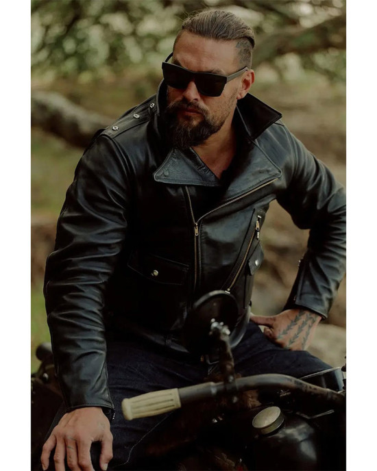 Jason Momoa Black Leather Biker Jacket Jason Momoa Black Leather Biker Jacket