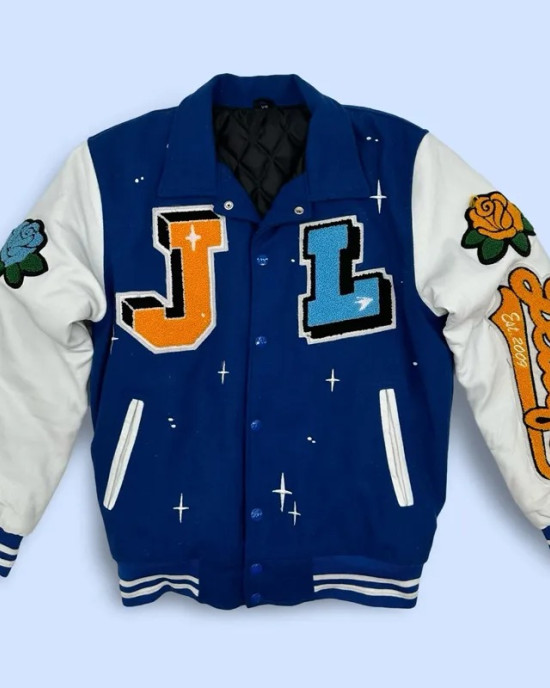 Jet Life Cruise Royal and White Varsity Full-Snap Wool/Leather Jacket Jet Life Cruise Royal and White Varsity Full-Snap Wool/Leather Jacket