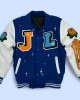 Jet Life Cruise Royal and White Varsity Full-Snap Wool/Leather Jacket Jet Life Cruise Royal and White Varsity Full-Snap Wool/Leather Jacket