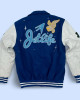 Jet Life Cruise Royal and White Varsity Full-Snap Wool/Leather Jacket Jet Life Cruise Royal and White Varsity Full-Snap Wool/Leather Jacket