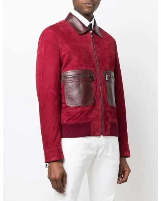 Joe Burrow Full-Zip Maroon Suede Leather Jacket