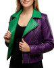 Joker Green and Purple Biker Leather Jacket