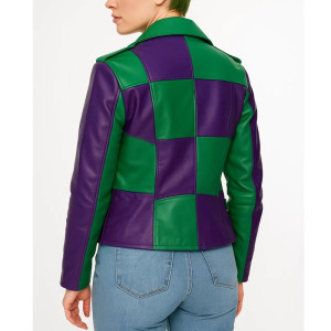 Joker Green and Purple Biker Leather Jacket
