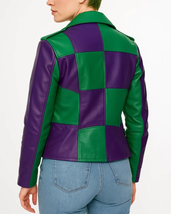 Joker Green and Purple Biker Leather Jacket
