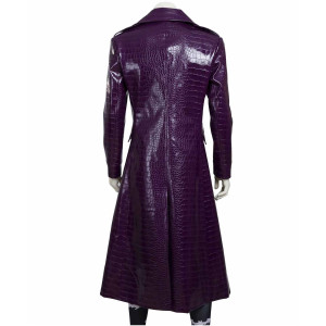 Joker Suicide Squad Purple Leather Trench Coat