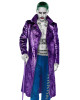 Joker Suicide Squad Purple Leather Trench Coat Joker Suicide Squad Purple Leather Trench Coat