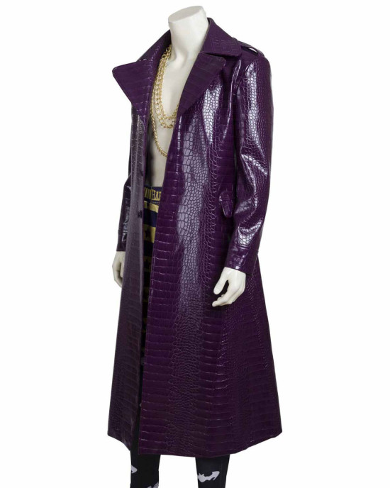 Joker Suicide Squad Purple Leather Trench Coat Joker Suicide Squad Purple Leather Trench Coat