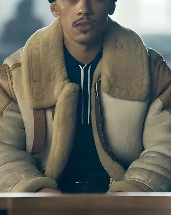 Jordan Bolger This Town 2024 Beige Shearling Jacket Jordan Bolger This Town 2024 Beige Shearling Jacket