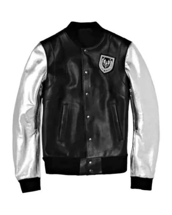 Justin Bieber Black And Silver Varsity Jacket Justin Bieber Black And Silver Varsity Jacket