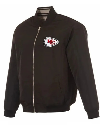 Kansas City Chiefs Black/Gray Full-Zip Reversible Flight Jacket