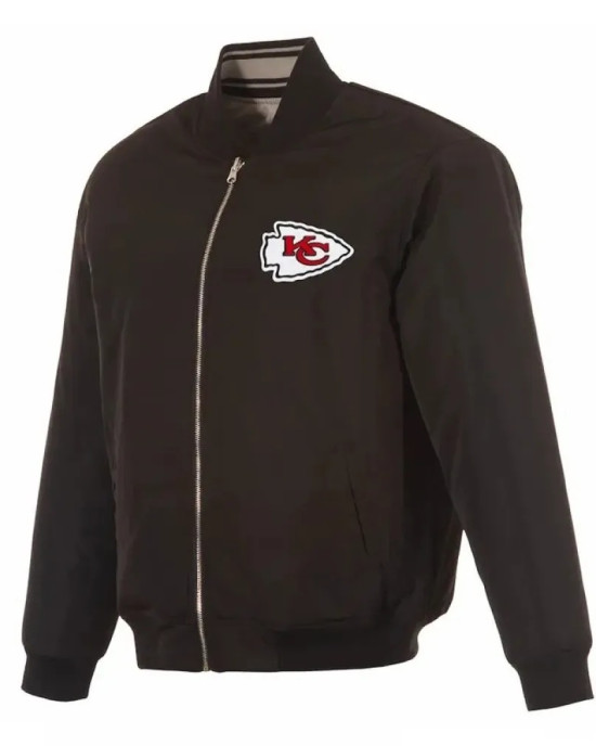 Kansas City Chiefs Black/Gray Full-Zip Reversible Flight Jacket