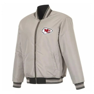 Kansas City Chiefs Black/Gray Full-Zip Reversible Flight Jacket