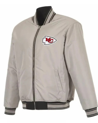 Kansas City Chiefs Black/Gray Full-Zip Reversible Flight Jacket