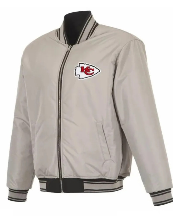 Kansas City Chiefs Black/Gray Full-Zip Reversible Flight Jacket