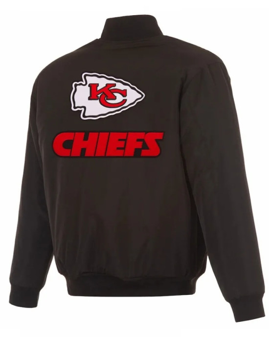 Kansas City Chiefs Black/Gray Full-Zip Reversible Flight Jacket