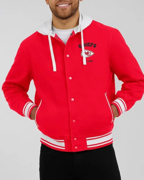 Kansas City Chiefs Red Cotton Hooded Jacket Kansas City Chiefs Red Cotton Hooded Jacket