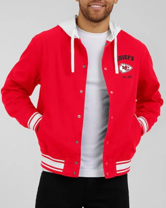 Kansas City Chiefs Red Cotton Hooded Jacket Kansas City Chiefs Red Cotton Hooded Jacket