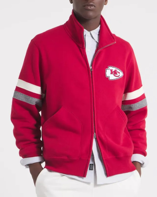 Kansas City Chiefs Red Striped Fleece Jacket Kansas City Chiefs Red Striped Fleece Jacket